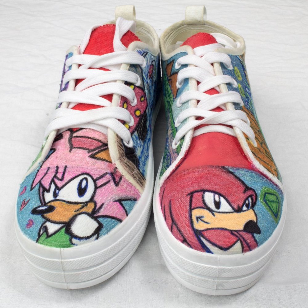 SONIC THE HEDGEHOG - Knuckles & Amy (DIY/CUSTOM ART) SHOES